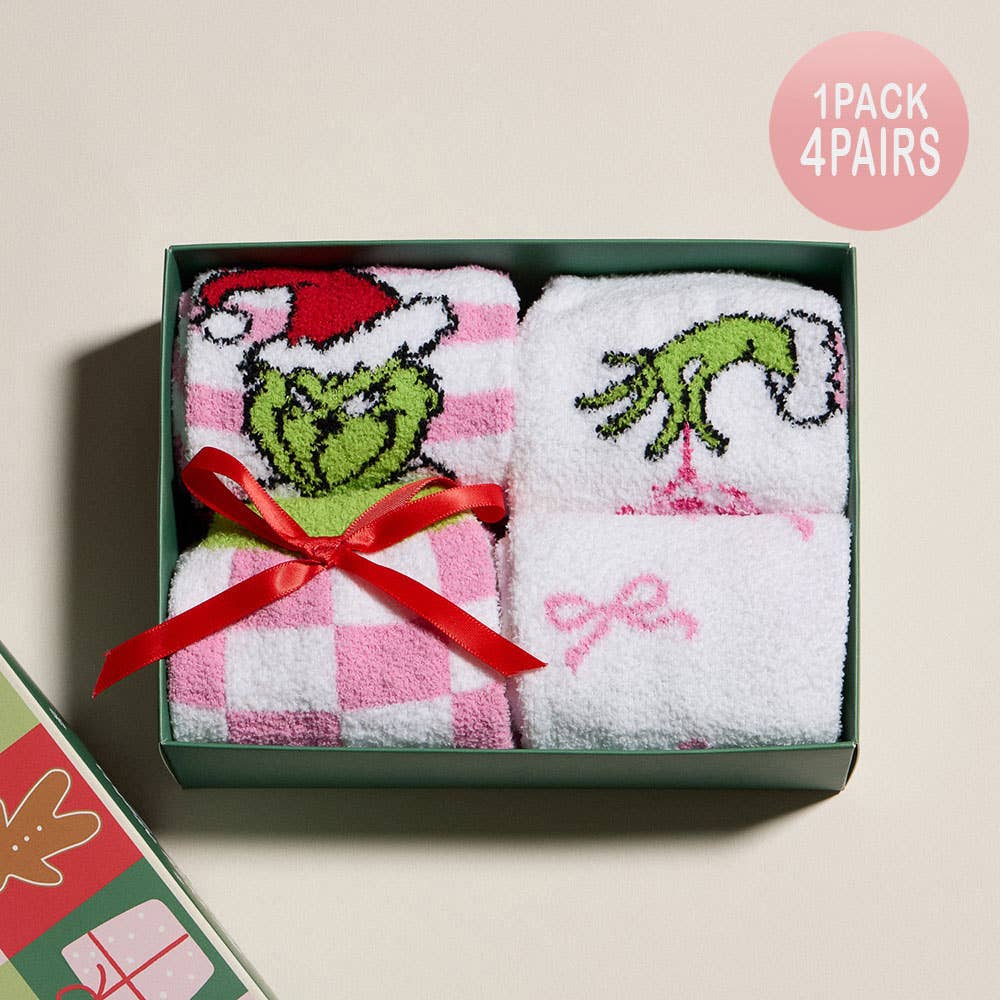 Grinch Green Holiday Socks Gift Set – 4-Pair Bundle-300 Treats/Gift-Sensibling Corp.-Hello Friends Boutique-Woman's Fashion Boutique Located in Traverse City, MI