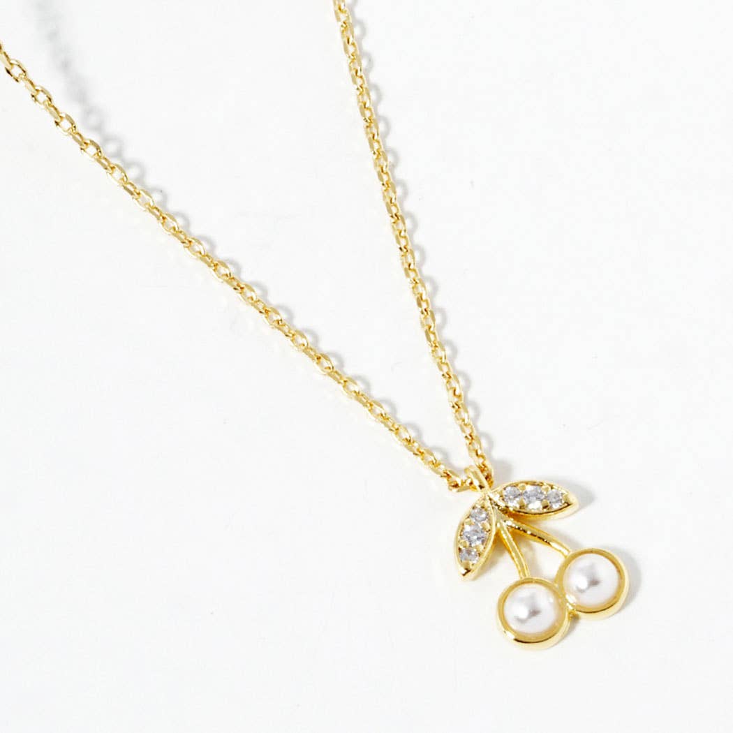 Gold-Dipped Cherry Charm Necklace-240 Jewelry-Fashion City-Hello Friends Boutique-Woman's Fashion Boutique Located in Traverse City, MI
