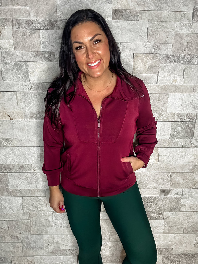 Take A Beat Jacket in Wine (S-3XL)-170 Jackets-Rae Mode-Hello Friends Boutique-Woman's Fashion Boutique Located in Traverse City, MI