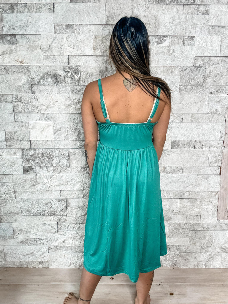 Feelin' It Dress in Jade (S-3XL)-180 Dresses-ELDRIDGE BY ELLIS-Hello Friends Boutique-Woman's Fashion Boutique Located in Traverse City, MI
