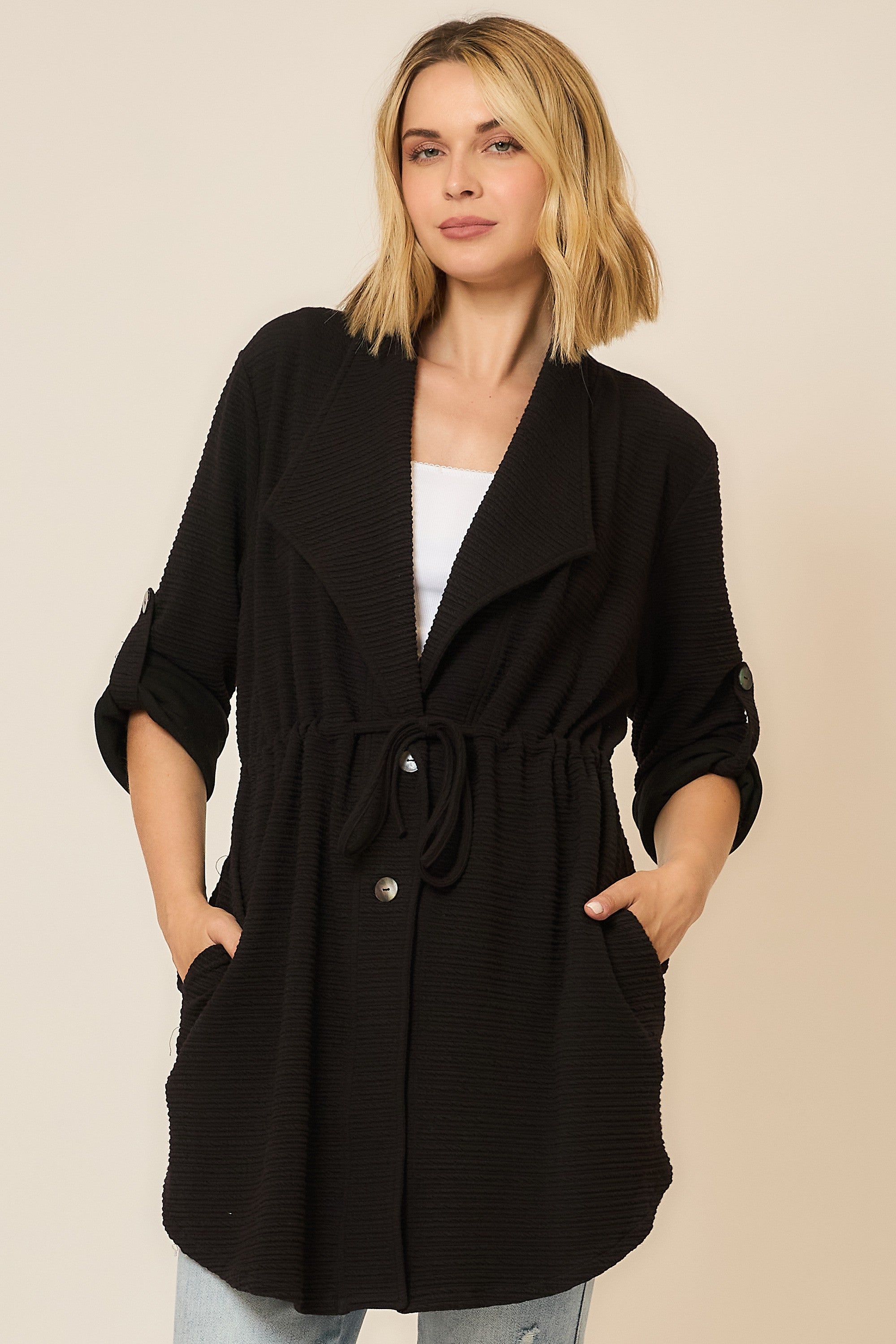 Breezy Charm Fold-Sleeve Jacket (S-L)-170 Jackets-COZY CO-Hello Friends Boutique-Woman's Fashion Boutique Located in Traverse City, MI