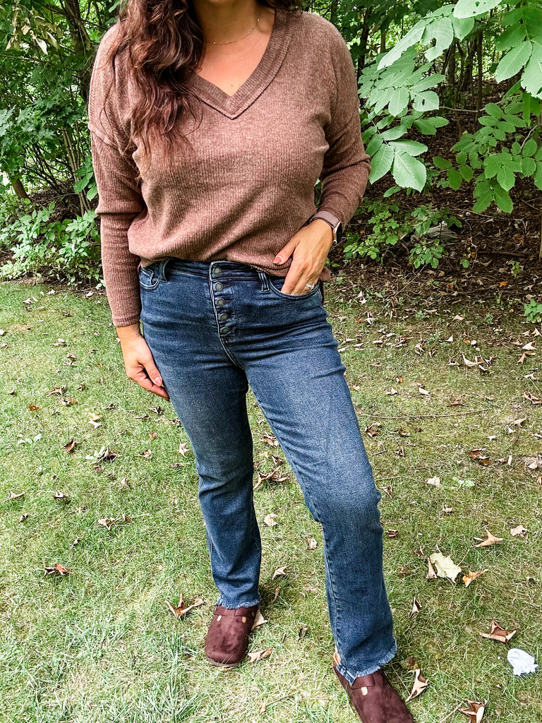 Walk This Way Button Fly Jeans (0-24W)-200 Denim-Judy Blue-Hello Friends Boutique-Woman's Fashion Boutique Located in Traverse City, MI