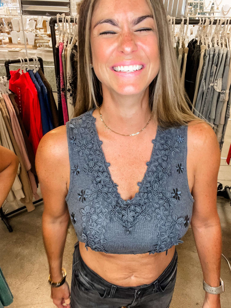 This Is Love Bralette in Charcoal (S-L)-120 Sleeveless-POL-Hello Friends Boutique-Woman's Fashion Boutique Located in Traverse City, MI