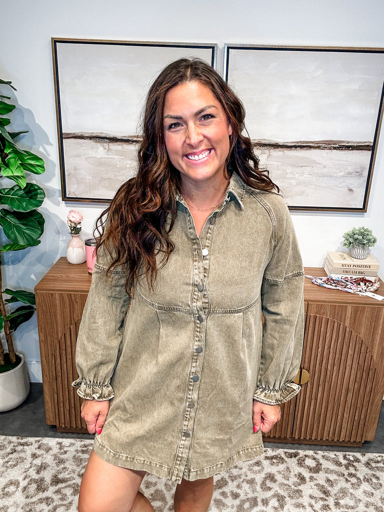 Weekend Wash Denim Shirt Dress (S-XL)-180 Dresses-So Me-Hello Friends Boutique-Woman's Fashion Boutique Located in Traverse City, MI
