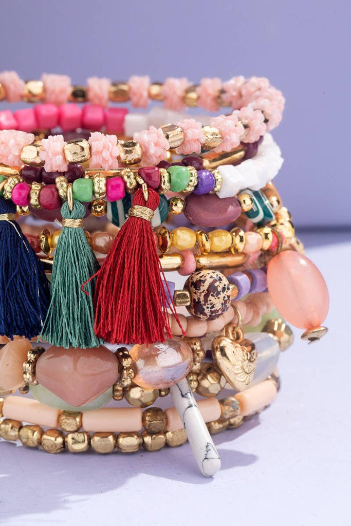 12 Strand Multi Beads Bracelet Set-240 Jewelry-Urbanista-Hello Friends Boutique-Woman's Fashion Boutique Located in Traverse City, MI