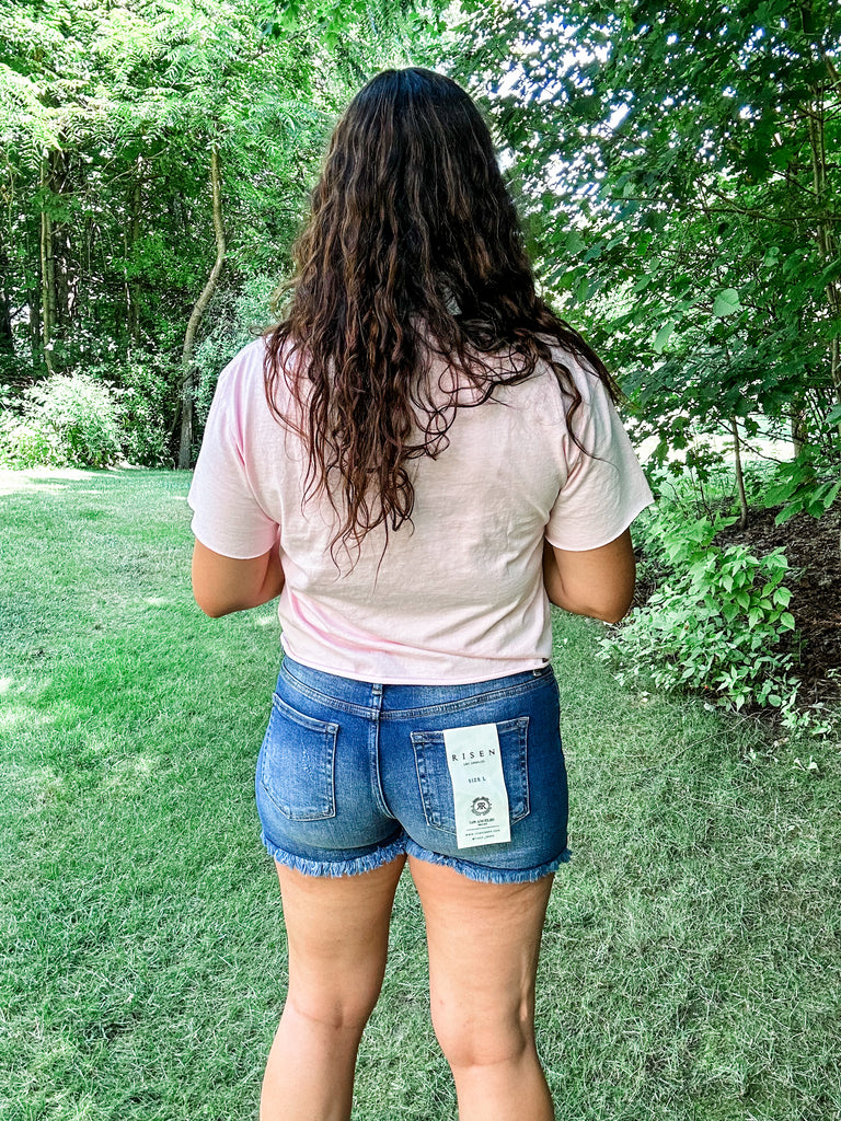 Rebel Rise Frayed Shorts (S-3XL)-220 Shorts/Skirts/Skorts-RISEN-Hello Friends Boutique-Woman's Fashion Boutique Located in Traverse City, MI