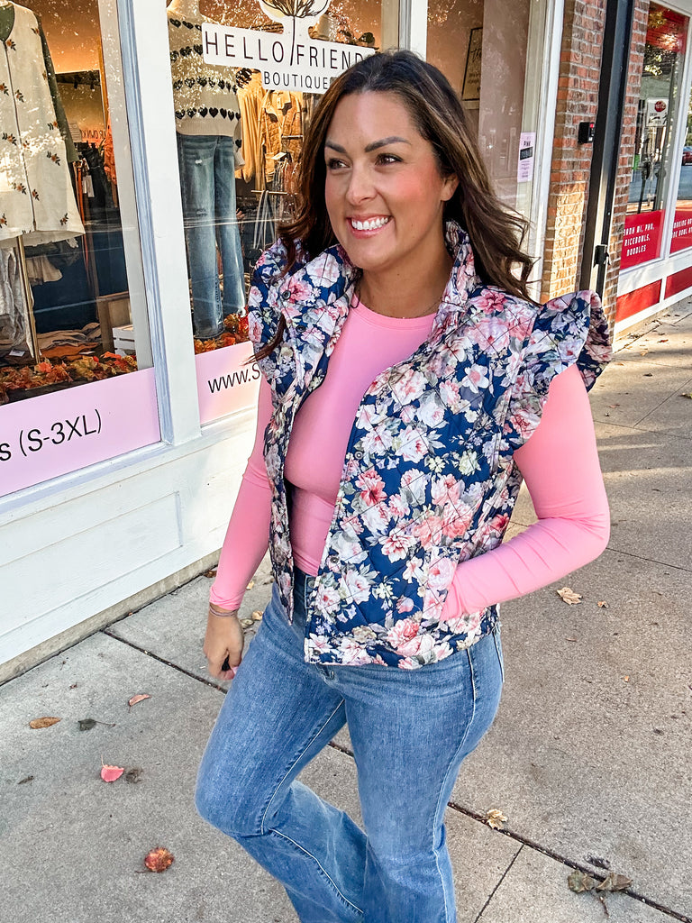 Blossom Breeze Quilted Vest (S-3XL)-120 Sleeveless-Oddi-Hello Friends Boutique-Woman's Fashion Boutique Located in Traverse City, MI