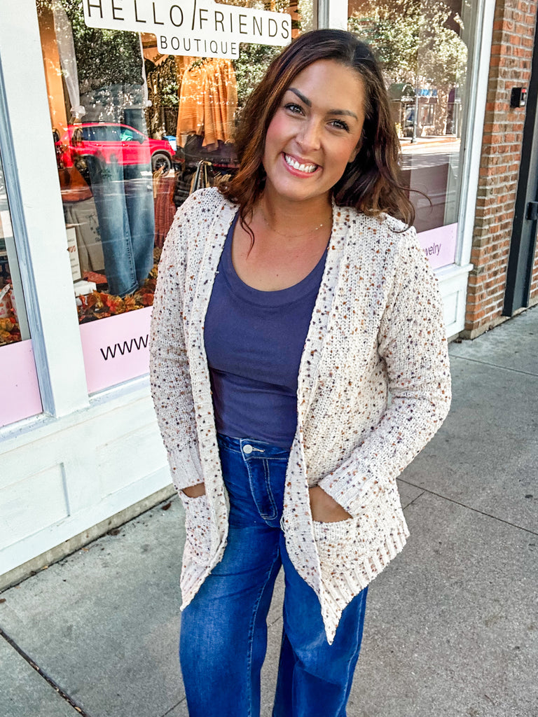 Sprinkle & Snuggle Sweater in Oatmeal (S-XL)-160 Cardigans/Kimonos-Staccato-Hello Friends Boutique-Woman's Fashion Boutique Located in Traverse City, MI