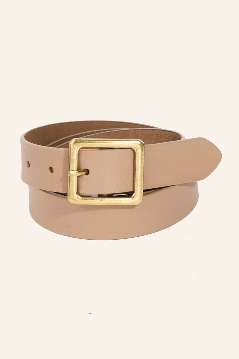 Genuine Leather Square Buckle Belt-280 Other Accessories-Anarchy Street-Hello Friends Boutique-Woman's Fashion Boutique Located in Traverse City, MI