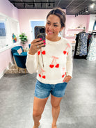 Cherry On Top Knit Sweater (S-XL)-140 Sweaters-So Me-Hello Friends Boutique-Woman's Fashion Boutique Located in Traverse City, MI