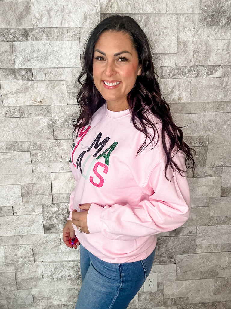 Mama Claus Light Pink Sweatshirt (S-3XL)-500 History-Vivid Tee Company-Hello Friends Boutique-Woman's Fashion Boutique Located in Traverse City, MI