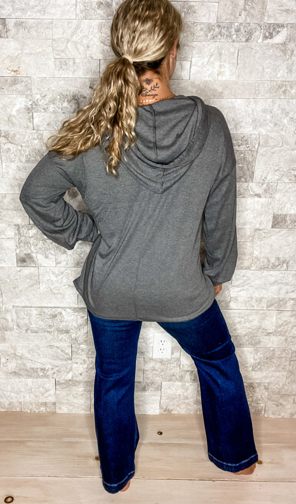 Call My Bluff Top in Grey (S-3XL)-150 Sweatshirts/Hoodies-Sew In Love-Hello Friends Boutique-Woman's Fashion Boutique Located in Traverse City, MI