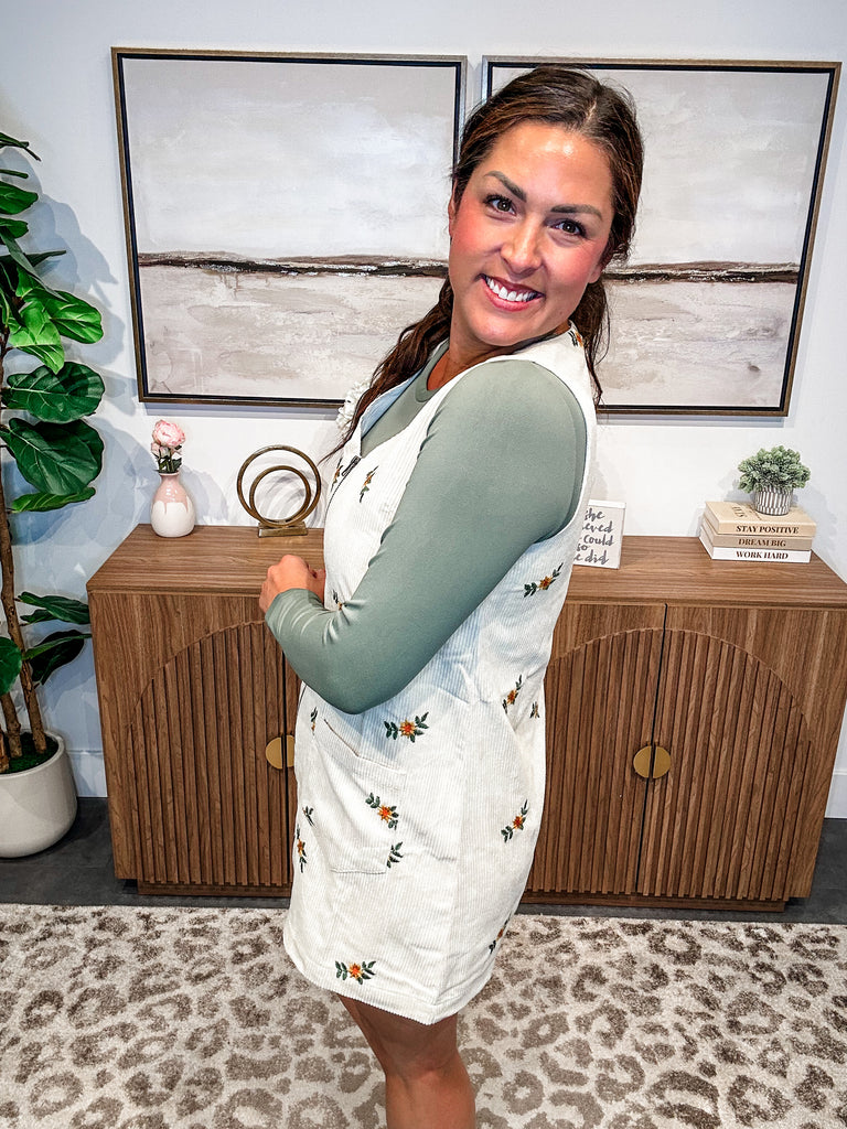 Velvet Bloom Corduroy Dress (S-L)-180 Dresses-Fantastic Fawn-Hello Friends Boutique-Woman's Fashion Boutique Located in Traverse City, MI