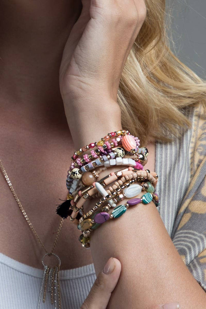 12 Strand Multi Beads Bracelet Set-240 Jewelry-Urbanista-Hello Friends Boutique-Woman's Fashion Boutique Located in Traverse City, MI