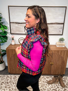Patterned in Plaid Puffer Vest (S-2XL)-120 Sleeveless-Jess Lea Wholesale-Hello Friends Boutique-Woman's Fashion Boutique Located in Traverse City, MI