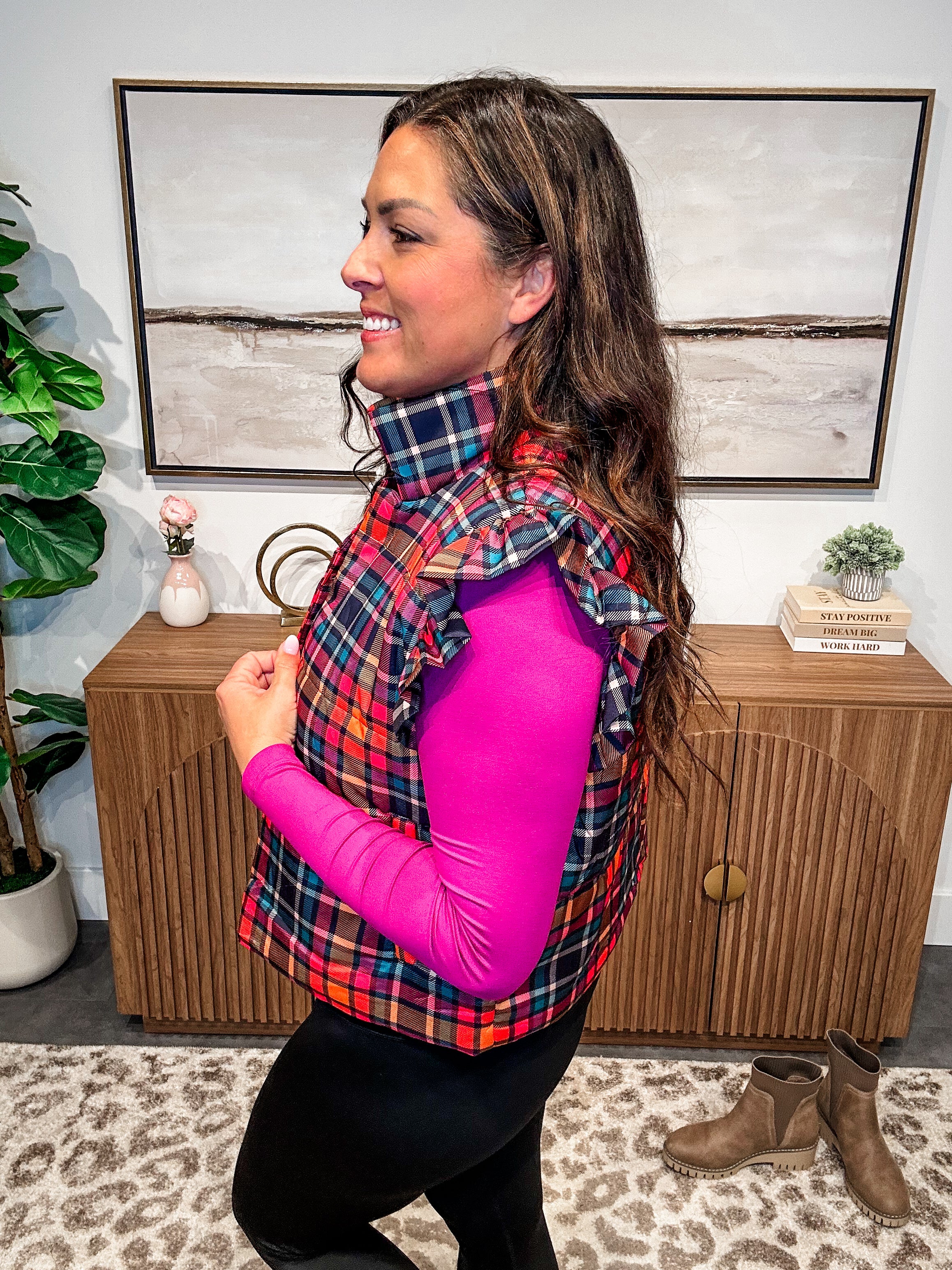 Patterned in Plaid Puffer Vest (S-2XL)-120 Sleeveless-Jess Lea Wholesale-Hello Friends Boutique-Woman's Fashion Boutique Located in Traverse City, MI