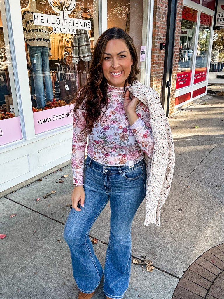 Petal Whisper Mesh Top in Clay Rose (S-XL)-110 Long Sleeve-So Me-Hello Friends Boutique-Woman's Fashion Boutique Located in Traverse City, MI