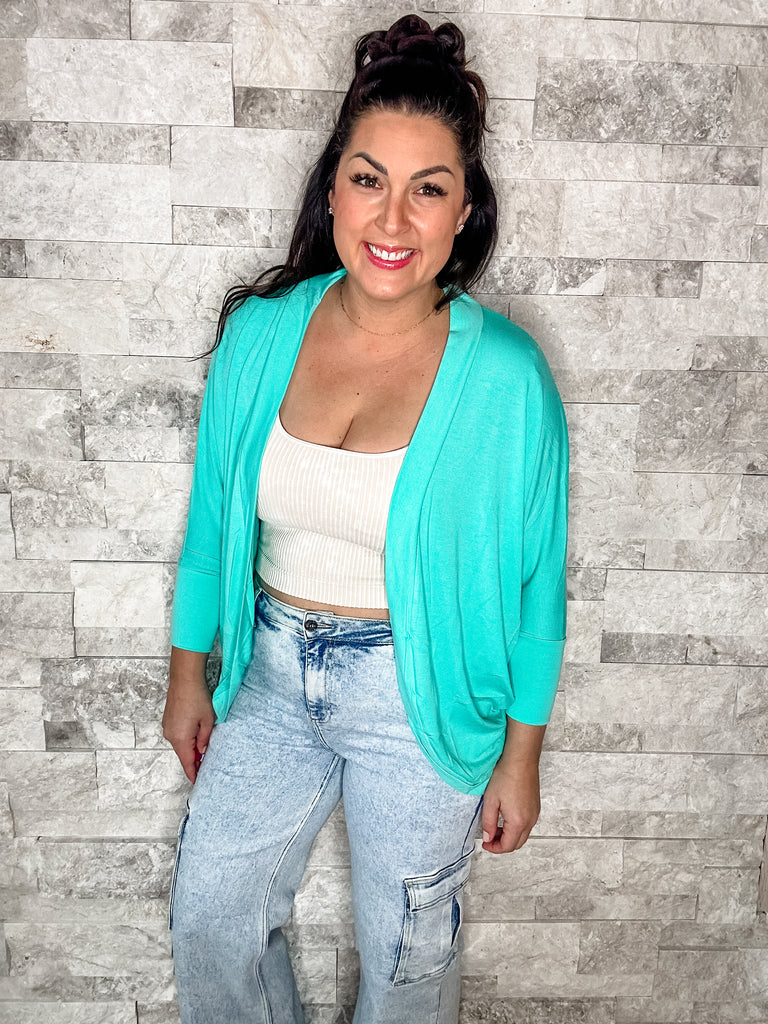 I'm One In A Million Cardigan in Mint (S-3XL)-110 Long Sleeves-Zenana-Hello Friends Boutique-Woman's Fashion Boutique Located in Traverse City, MI