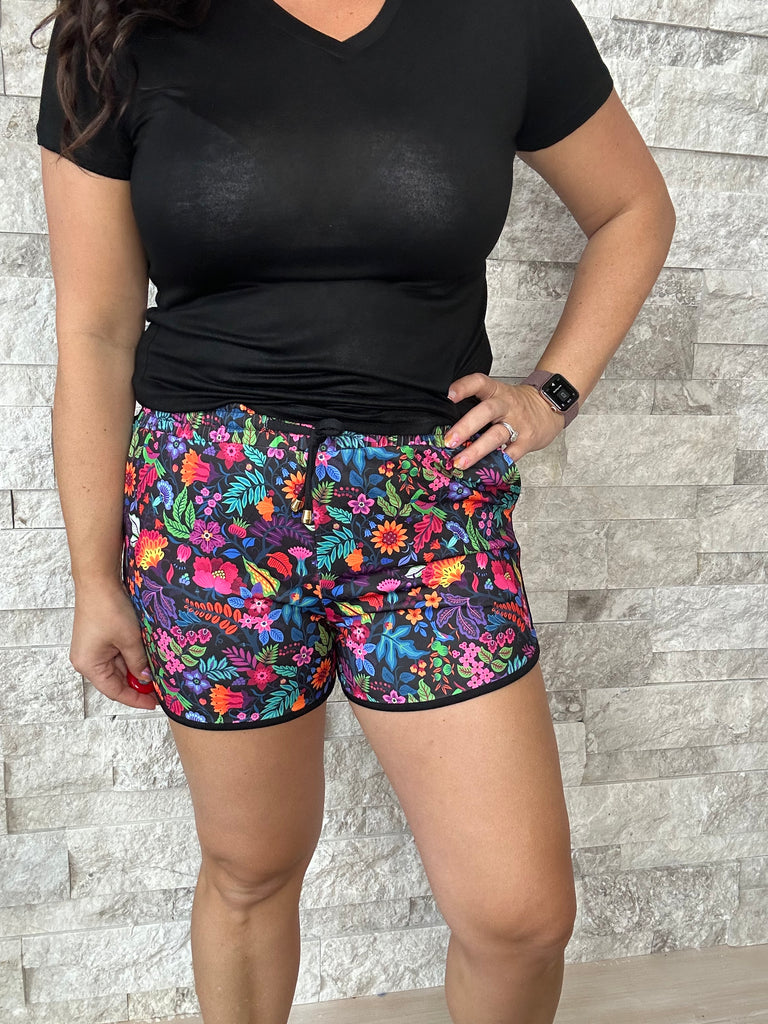 Fiesta Time Floral Everyday Shorts (S-3XL)-220 Shorts/Skirts/Skorts-Jess Lea Wholesale-Hello Friends Boutique-Woman's Fashion Boutique Located in Traverse City, MI