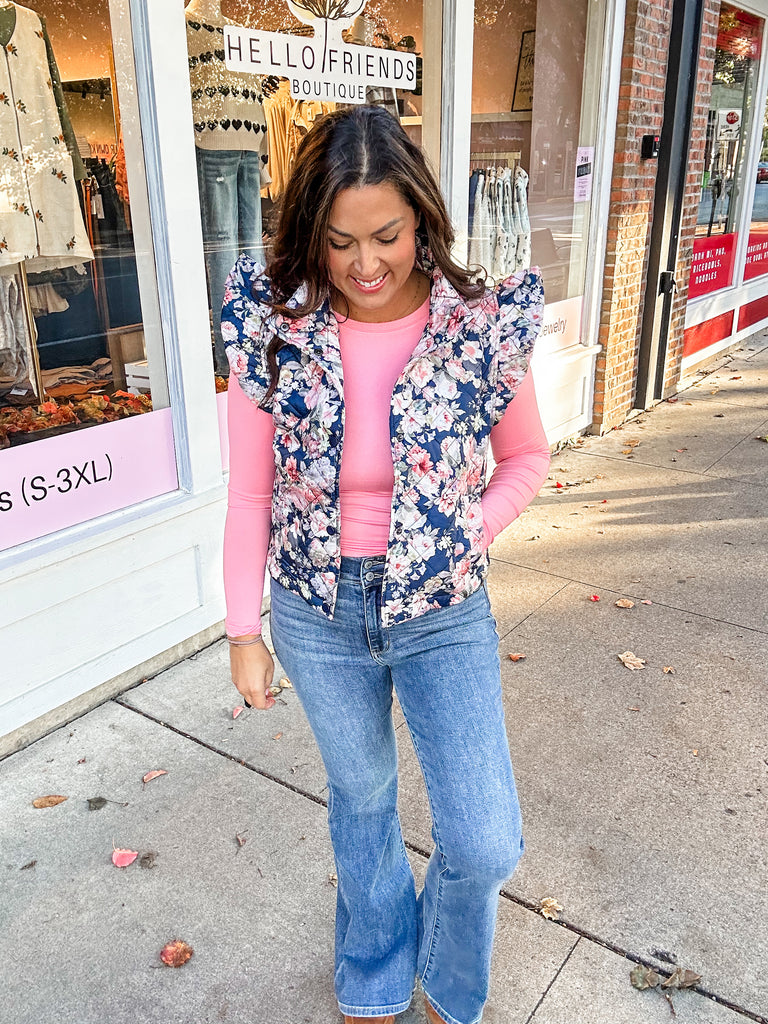 Blossom Breeze Quilted Vest (S-3XL)-120 Sleeveless-Oddi-Hello Friends Boutique-Woman's Fashion Boutique Located in Traverse City, MI