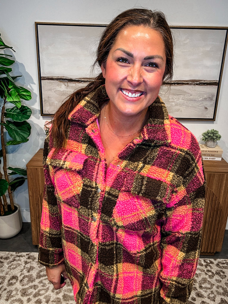 Cozy Clover Plaid Shacket (S-L)-170 Jackets-Fate-Hello Friends Boutique-Woman's Fashion Boutique Located in Traverse City, MI