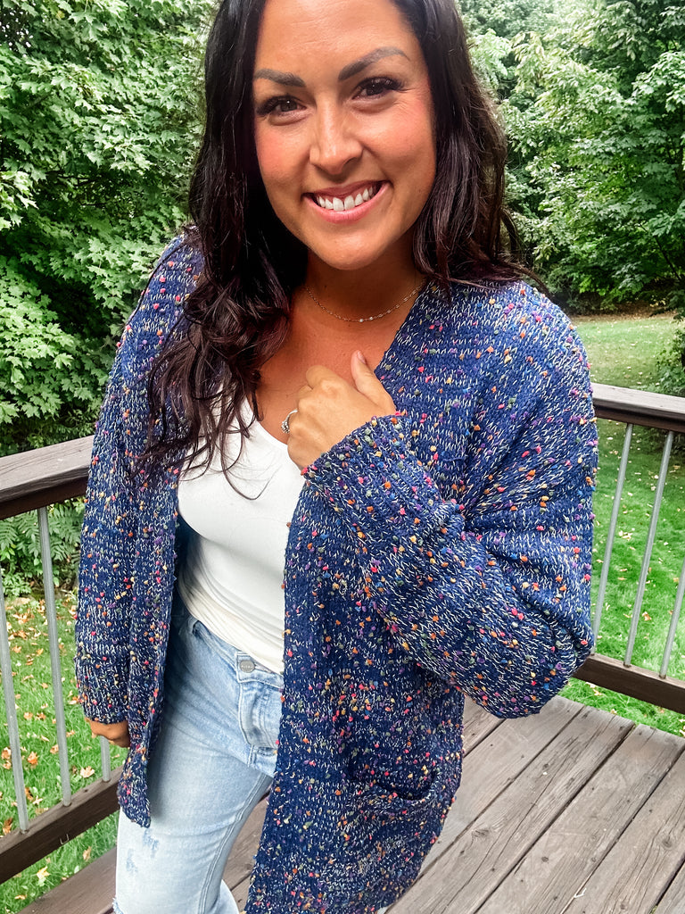 The Miley Cardigan in Navy (OS-Plus)-160 Cardigans/Kimonos-Blakeley-Hello Friends Boutique-Woman's Fashion Boutique Located in Traverse City, MI