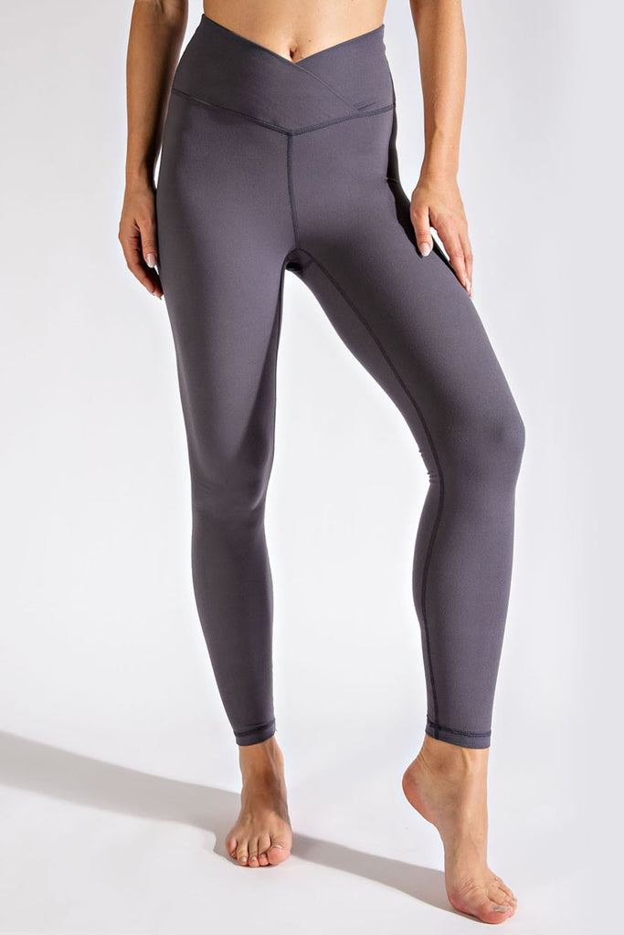 Your Favorite Crossover Soft Leggings in Charcoal (S-L)-210 Leggings/Joggers-Rae Mode-Hello Friends Boutique-Woman's Fashion Boutique Located in Traverse City, MI