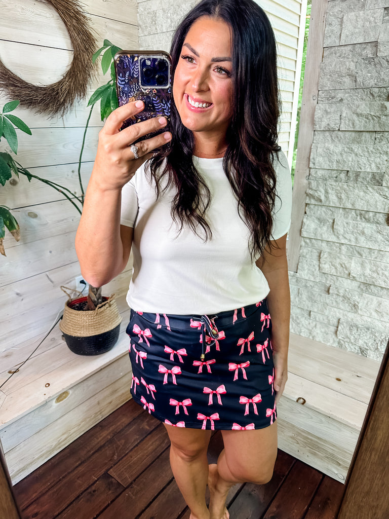 Tied With A Bow Skort (S-3XL)-220 Shorts/Skirts/Skorts-Jess Lea Wholesale-Hello Friends Boutique-Woman's Fashion Boutique Located in Traverse City, MI