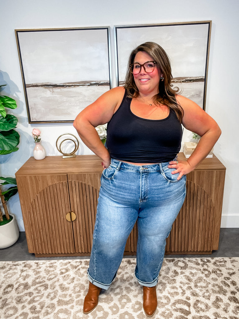 Skyline Crop Barrel Jeans (0-15, 1X-3X)-200 Denim-RISEN-Hello Friends Boutique-Woman's Fashion Boutique Located in Traverse City, MI