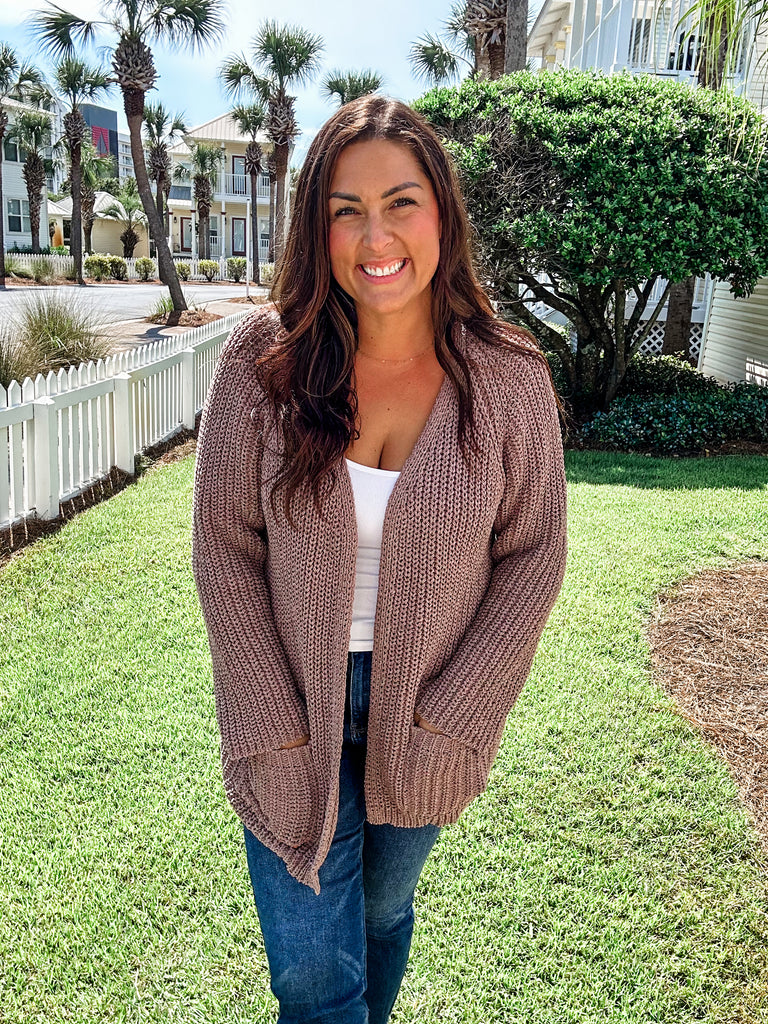 Sweater Weather Cardigan in Mocha (S-L)-160 Cardigans/Kimonos-POL-Hello Friends Boutique-Woman's Fashion Boutique Located in Traverse City, MI