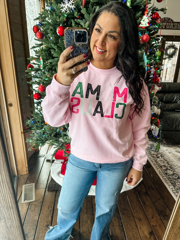 Mama Claus Light Pink Sweatshirt (S-3XL)-500 History-Vivid Tee Company-Hello Friends Boutique-Woman's Fashion Boutique Located in Traverse City, MI