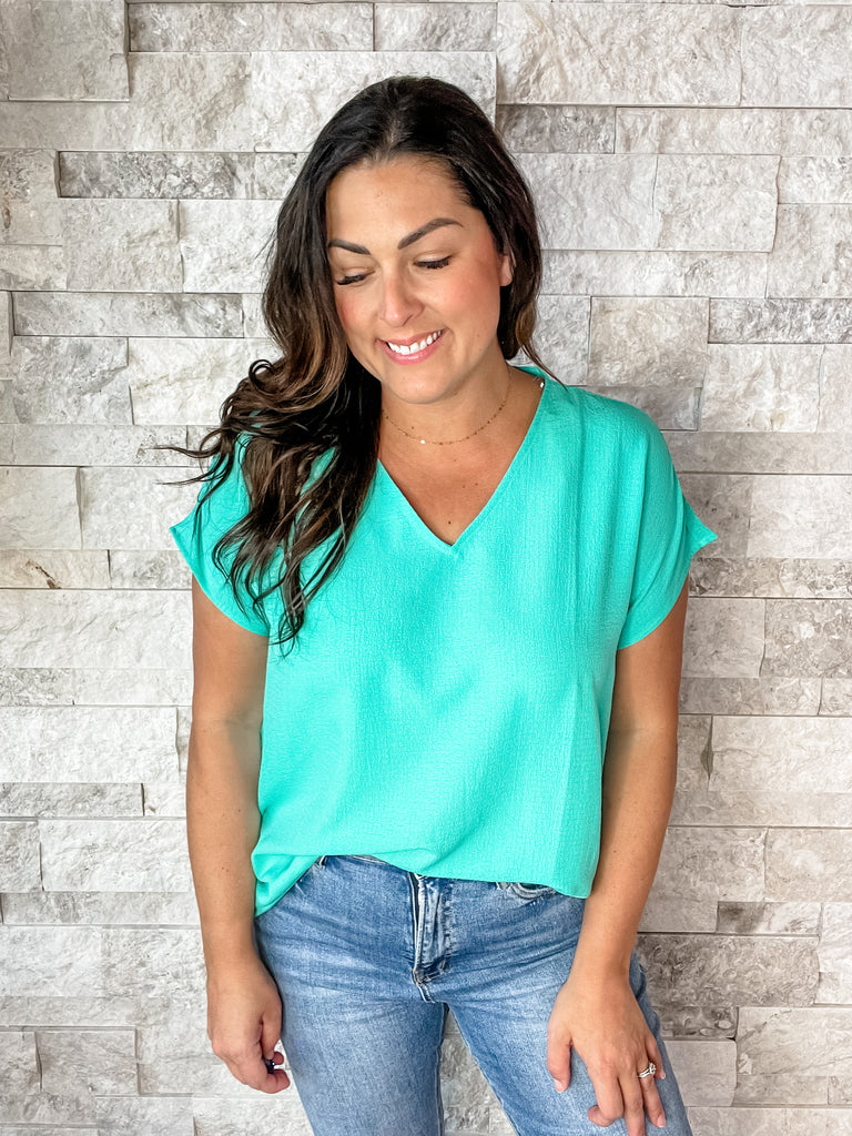 Too Cute For You Top in Emerald (S-3XL)-100 Short Sleeve-Andree By Unit-Hello Friends Boutique-Woman's Fashion Boutique Located in Traverse City, MI