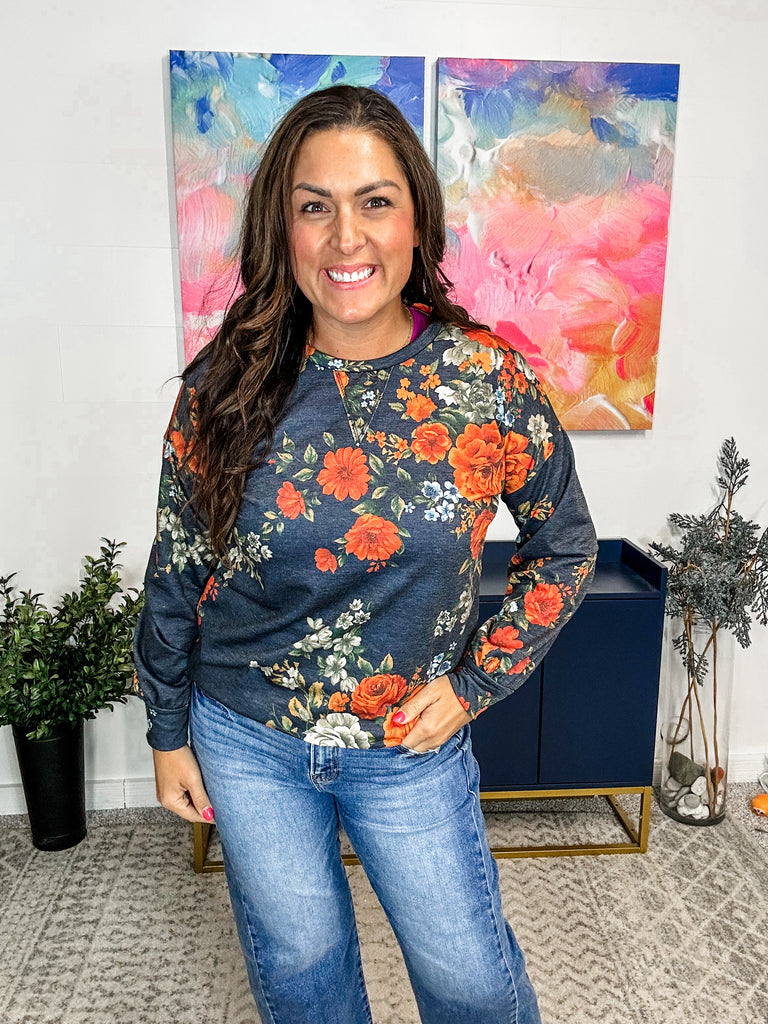 Autumn Bloom Crewneck Sweatshirt (S-XL)-150 Sweatshirts-BOMBOM-Hello Friends Boutique-Woman's Fashion Boutique Located in Traverse City, MI