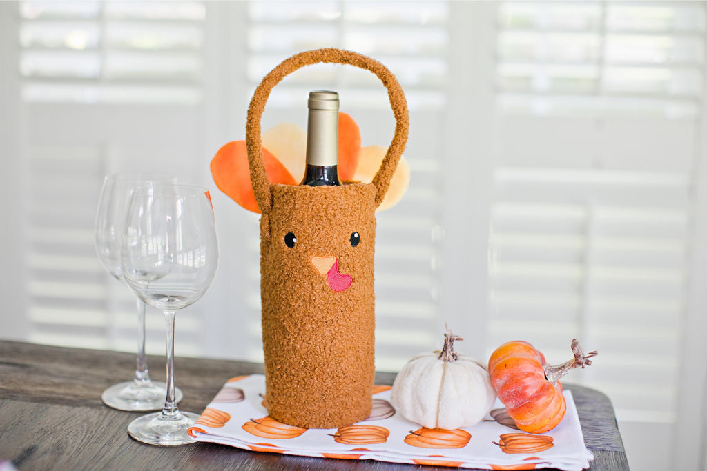 Turkey Sherpa Wine Bottle Gift Bag-300 Treats/Gift-Pearhead-Hello Friends Boutique-Woman's Fashion Boutique Located in Traverse City, MI