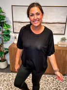 Stonewashed Serenity Tee in Black (S-L)-100 Short Sleeve-POL-Hello Friends Boutique-Woman's Fashion Boutique Located in Traverse City, MI