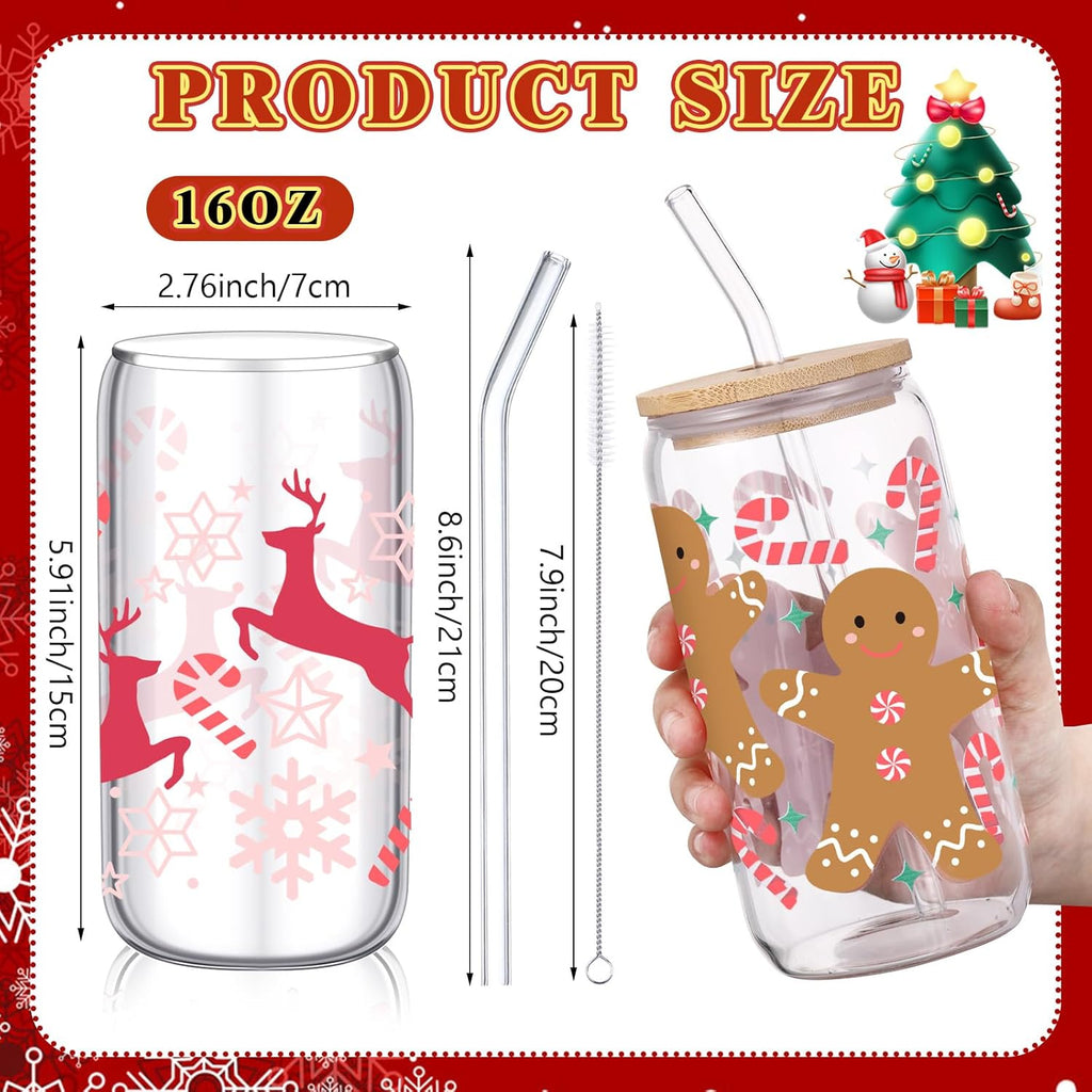 Christmas 16 Oz Glass Cup-300 Treats/Gift-SiliFine-Hello Friends Boutique-Woman's Fashion Boutique Located in Traverse City, MI