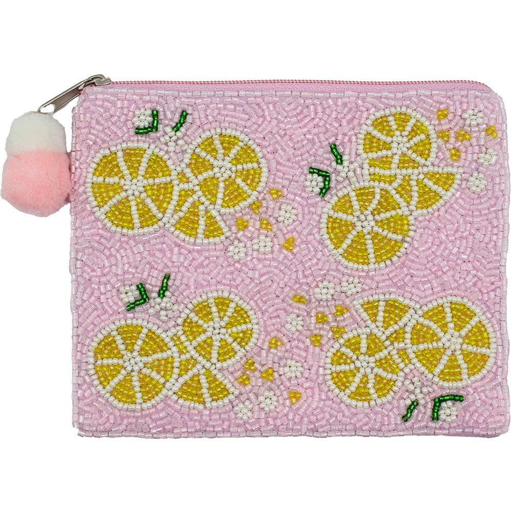 Lemon Zest Beaded Canvas Pouch-280 Other Accessories-Judson-Hello Friends Boutique-Woman's Fashion Boutique Located in Traverse City, MI