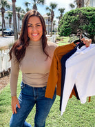 Mock Neck Seamless Long Sleeve (OS-Plus)-110 Long Sleeves-Yelete-Hello Friends Boutique-Woman's Fashion Boutique Located in Traverse City, MI