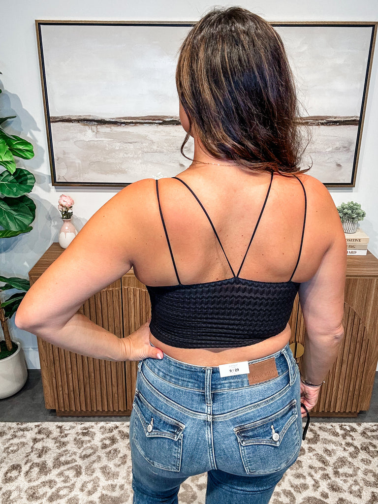 Zig & Glow Textured Bralette Cami in Black (OS)-120 Sleeveless-POL-Hello Friends Boutique-Woman's Fashion Boutique Located in Traverse City, MI