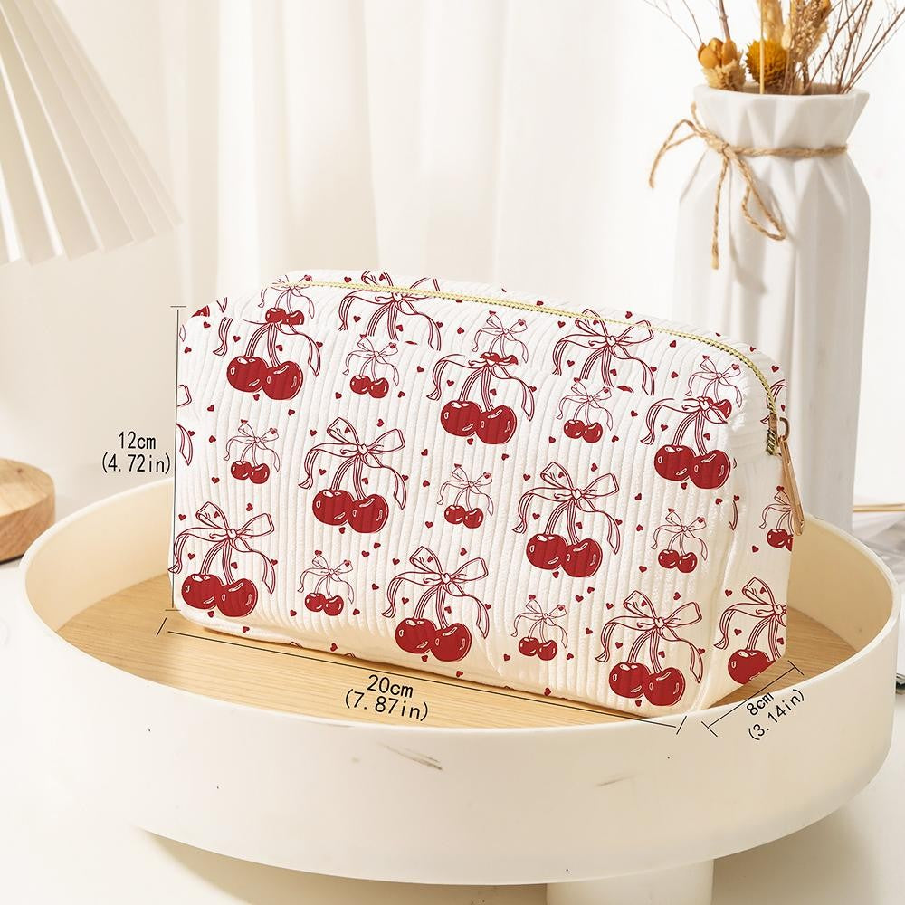 Cherry Bows Corduroy Make Up Pouch-260 Bags-Judson-Hello Friends Boutique-Woman's Fashion Boutique Located in Traverse City, MI