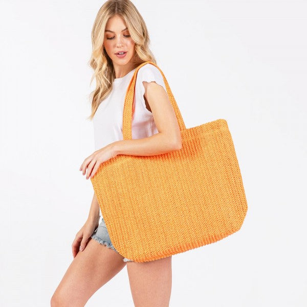 Woven Straw Tote Bag-260 Bags-Judson-Hello Friends Boutique-Woman's Fashion Boutique Located in Traverse City, MI