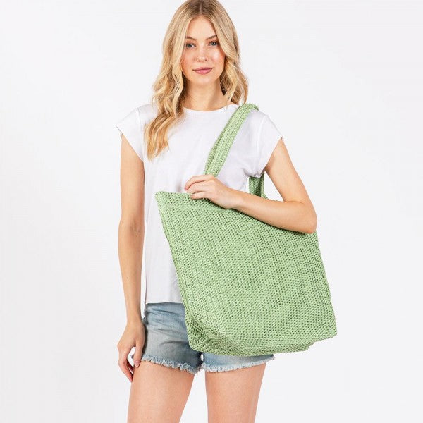Woven Straw Tote Bag-260 Bags-Judson-Hello Friends Boutique-Woman's Fashion Boutique Located in Traverse City, MI