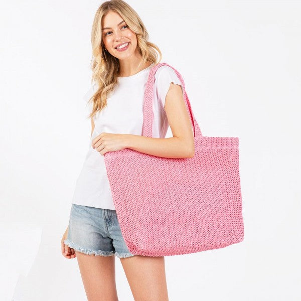 Woven Straw Tote Bag-260 Bags-Judson-Hello Friends Boutique-Woman's Fashion Boutique Located in Traverse City, MI