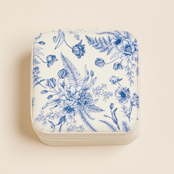 Blue Floral Print Travel Jewelry Box-300 Treats/Gift-Judson-Hello Friends Boutique-Woman's Fashion Boutique Located in Traverse City, MI
