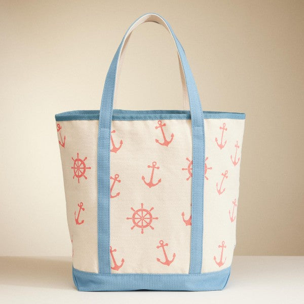 Helm & Anchor Print Canvas Tote Bag-280 Other Accessories-Judson-Hello Friends Boutique-Woman's Fashion Boutique Located in Traverse City, MI
