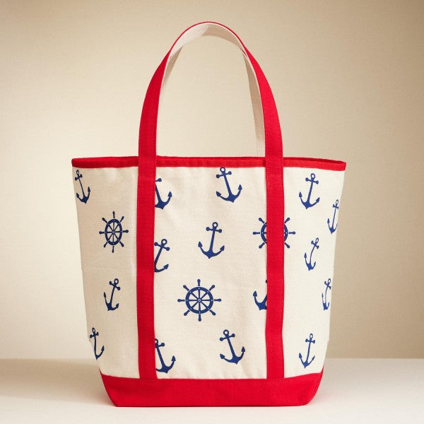 Helm & Anchor Print Canvas Tote Bag-280 Other Accessories-Judson-Hello Friends Boutique-Woman's Fashion Boutique Located in Traverse City, MI