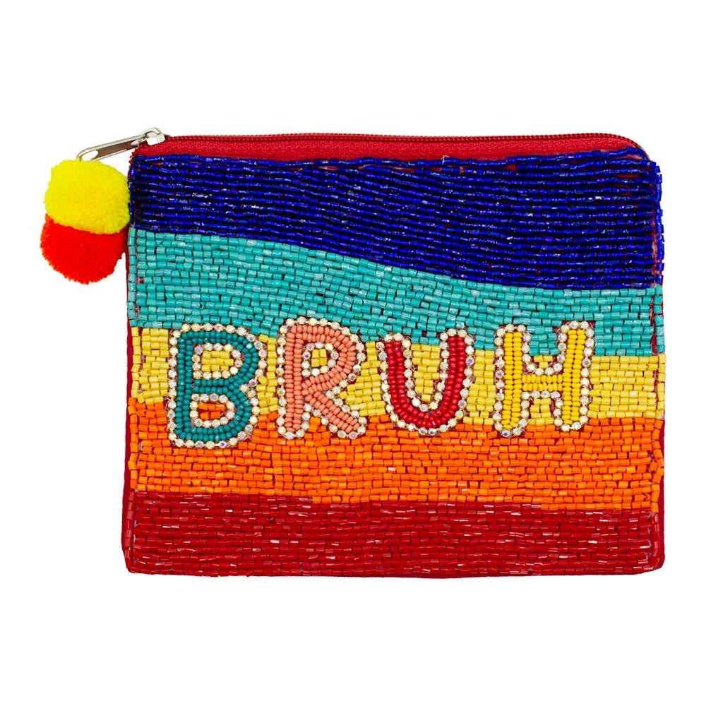 Bruh Beaded Coin Pouch-Wallets & Coin Pouches-Judson-Hello Friends Boutique-Woman's Fashion Boutique Located in Traverse City, MI