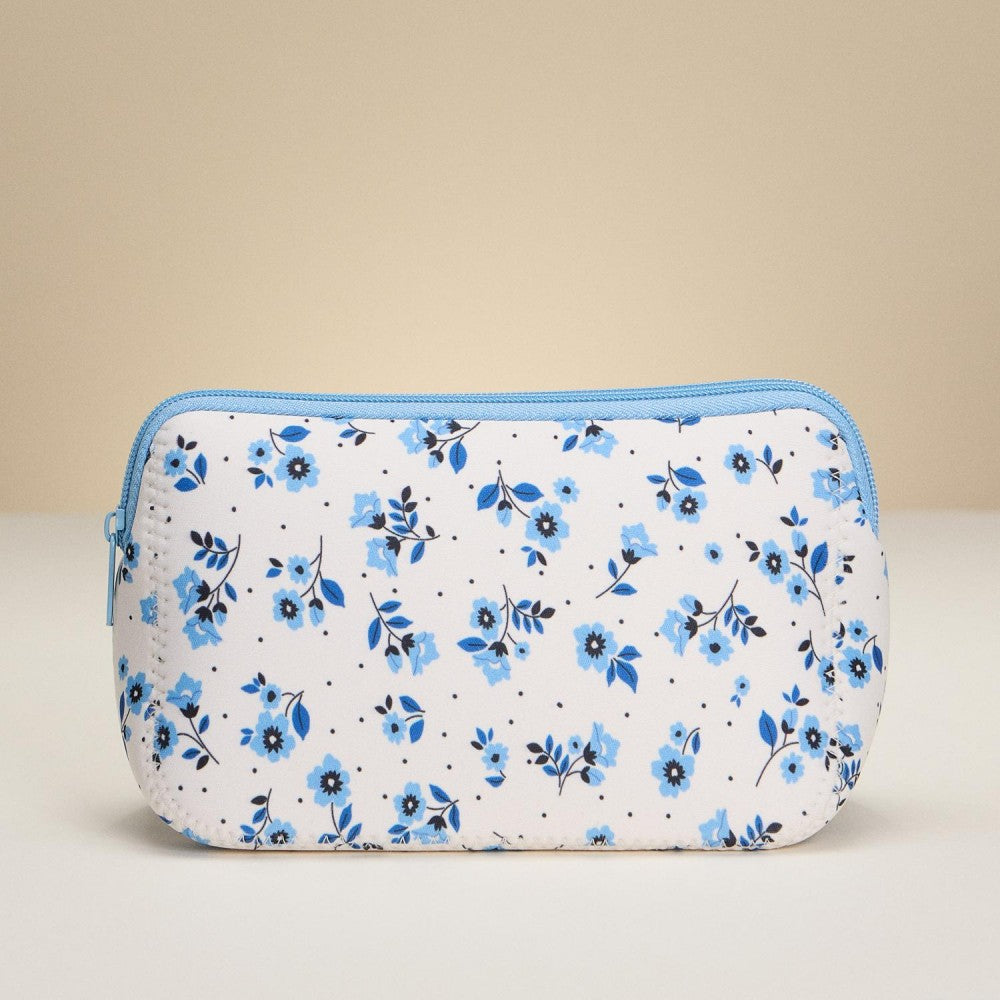 Blue Petite Flower Neoprene Pouch-260 Bags-Judson-Hello Friends Boutique-Woman's Fashion Boutique Located in Traverse City, MI