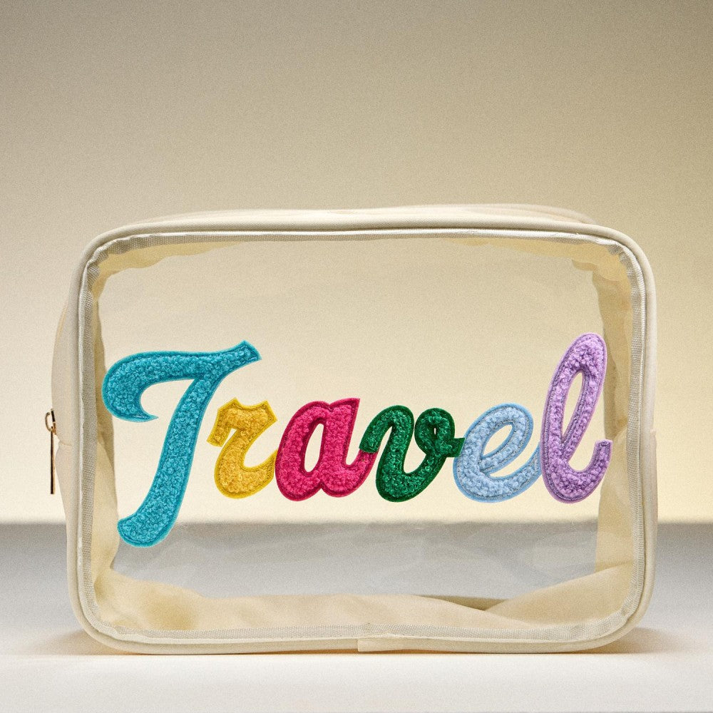 Travel Chenille Patch Clear Pouch-260 Bags-Judson-Hello Friends Boutique-Woman's Fashion Boutique Located in Traverse City, MI