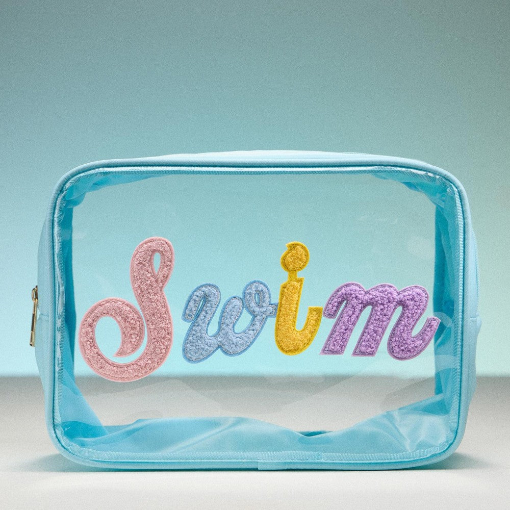 Swim Chenille Patch Clear Pouch-260 Bags-Judson-Hello Friends Boutique-Woman's Fashion Boutique Located in Traverse City, MI